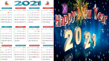 Calendario 2021 happy new year