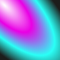 Abstract background with glowing circles on a dark background. Pink, blue, turquoise gradient. Raster illustration.