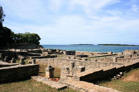 view on the sea and the Byzantine castrum in N.P. Brioni, Croatia