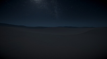 Night in the desert landscape with clouds 3d 