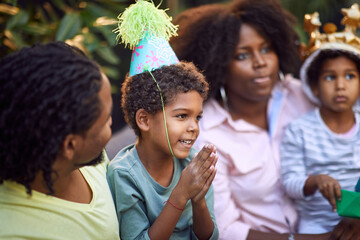 afro-american family gathered on a party