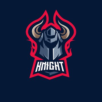 Knight e-Sport Mascot Logo Design Illustration Vector