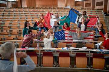 Participants of a student exchange posing and having fun