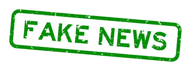 Grunge green fake news word rubber business seal stamp on white background