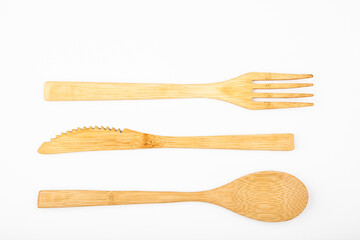 image of wooden spoon fork knife 