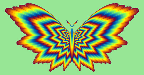 Fire butterfly. Optical illusion of movement.