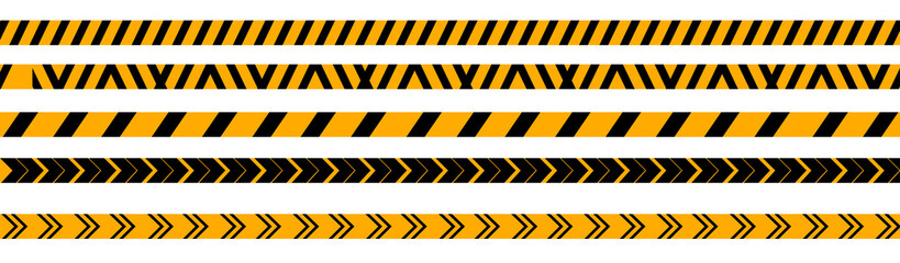 warning stripes tape collection on white. high resolution professional illustration : caution, biohazard, warning tapes concept 