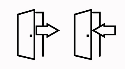 Vector Isolated Door and Arrow Icons, Entry and Exit