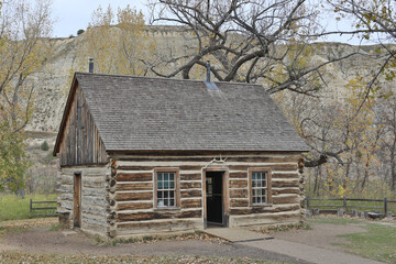 Fototapeta na wymiar Historical cabin in North Dakota