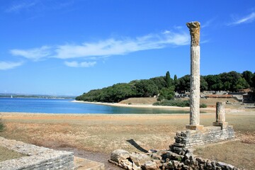 pillar of a Roman villa, Verige bay, N.P. Brioni, Croatia