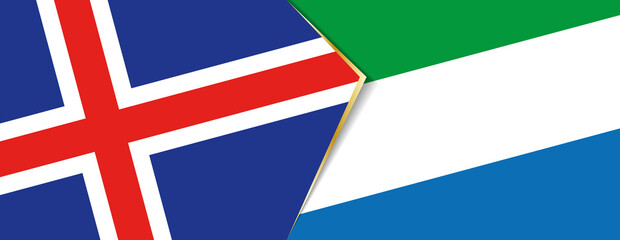 Iceland and Sierra Leone flags, two vector flags.
