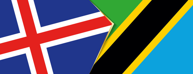 Iceland and Tanzania flags, two vector flags.