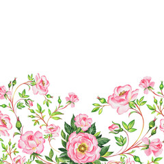 Obraz na płótnie Canvas Illustration of a floral background beautiful roses with buds for your congratulations and cards