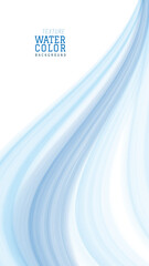 Modern bright blue wave abstract vertical background with watercolor