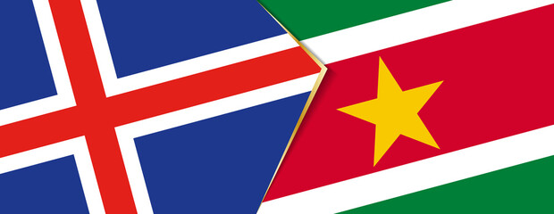 Iceland and Suriname flags, two vector flags.