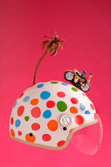 Artistic picture of a motorbike helmet