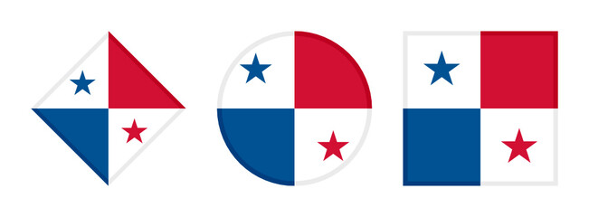panama flag icon set. isolated on white background
