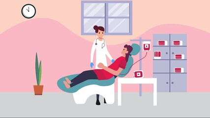 Nurse accompany her patient to blood transfusion