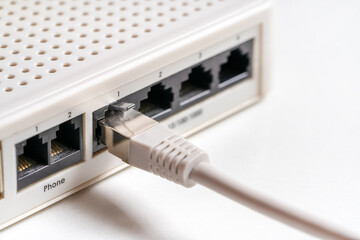 LAN network connection. Ethernet cable connected to router .
