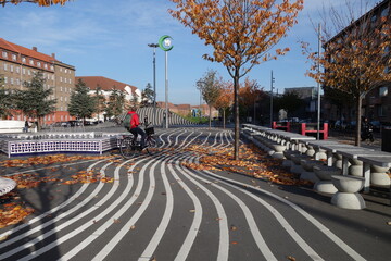 Obraz premium Panoramic View of Superkilen Park in Norrebro district. Designed by the arts group Superflex.