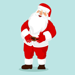 Funny happy Santa Claus character. Merry christmas. Christmas card.