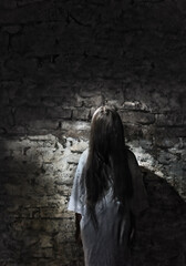 Scary ghost girl in the cellar