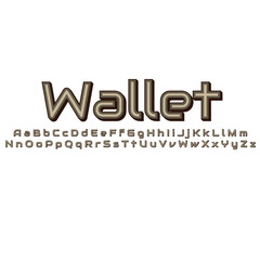 Fototapeta premium Brown Font and alphabet. Text: Wallet. Vector.
