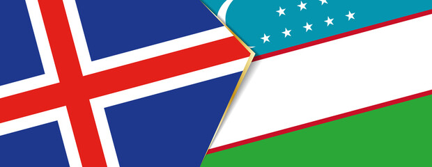 Iceland and Uzbekistan flags, two vector flags.