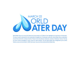 World water day with water drop typography and text
