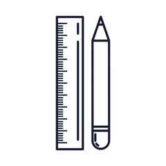 ruler with pencil, line style icon vector illustration design