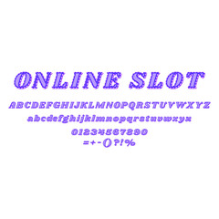 Font and alphabet Poker, casino style. Text: Online slot. Vector.