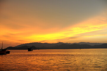 sunset over the river