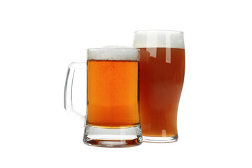 Glasses of beer isolated on white background