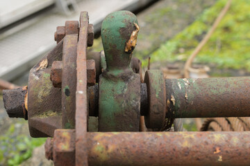 Detail of a disused, hand-operated boat-winch.
