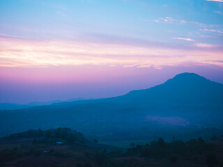 Beautiful mountain view in the morning at khao kho, Phetchabun Province, Thailand