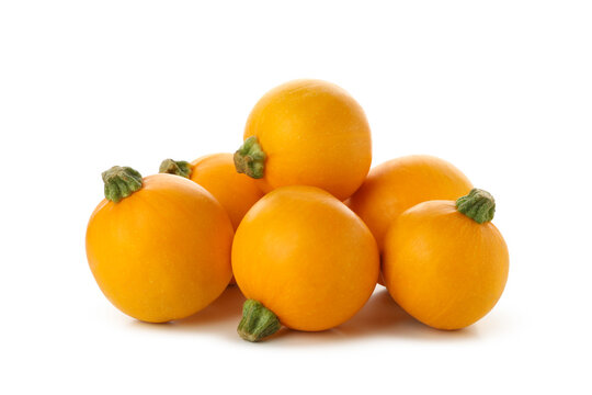 Fresh round zucchini isolated on white background