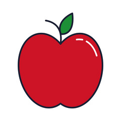 apple red fruit, line and fill style icon vector illustration design