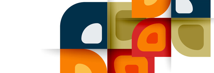 Fototapeta premium Set of vector modern geometric abstract backgrounds with repeating abstract round shapes patterns and shadow effects