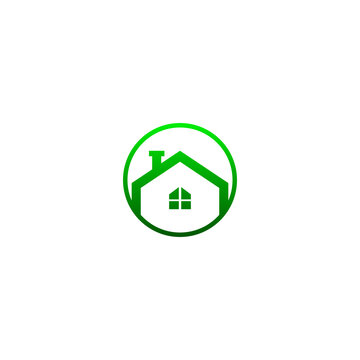 Flat minimalist natural house logo design, home logo vector.