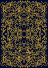 Intricate golden floral ornament in vintage venetian style on isolated background