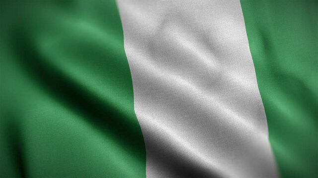 nigeria flag closeup blowing in wind