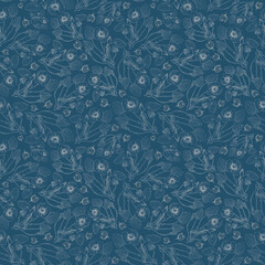 Seamless botanical floral calm blue pattern with limnocharitaceae