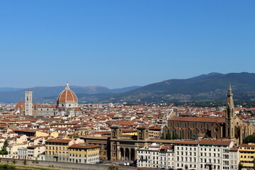Obraz premium Florence seen from the panoramic point of Piazzale Michelangelo, visible the Duomo and the Basilica of Santa Croce