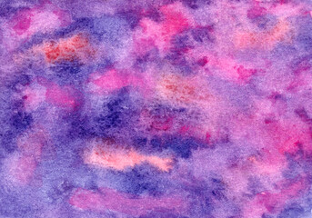 Abstract colorful watercolor background. Watercolor wet texture. Pink and purple romantic illustration. Abstract art hand paint. Original artwork. Color splashing on paper. Aquarelle texture