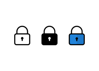 lock icon set, lock sign and symbol vector design