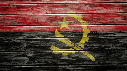 Antigua and Barbuda flag painted on weathered wood planks