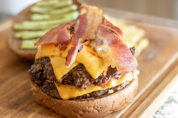 Double Cheese Bruger with Bacon