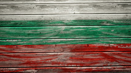 Bulgaria flag painted on weathered wood planks
