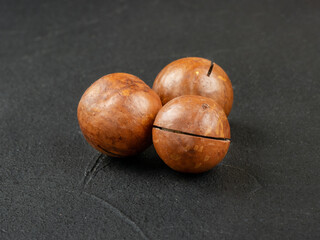 Three macadamia nuts