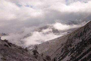 clouds in the mountains
